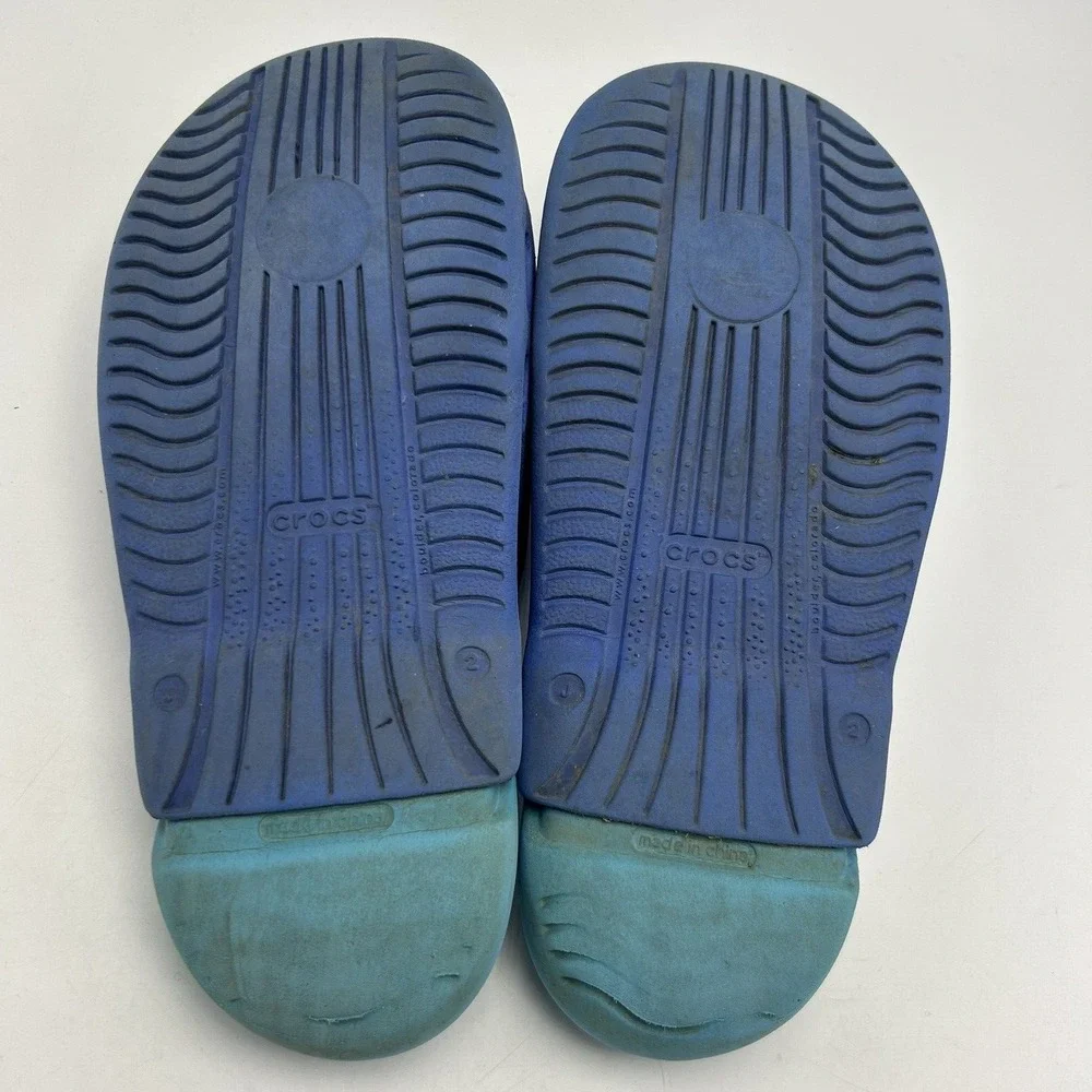 Disney Crocs Sandals Boys 2 Slide Youth Junior Blue Mickey Cut Out